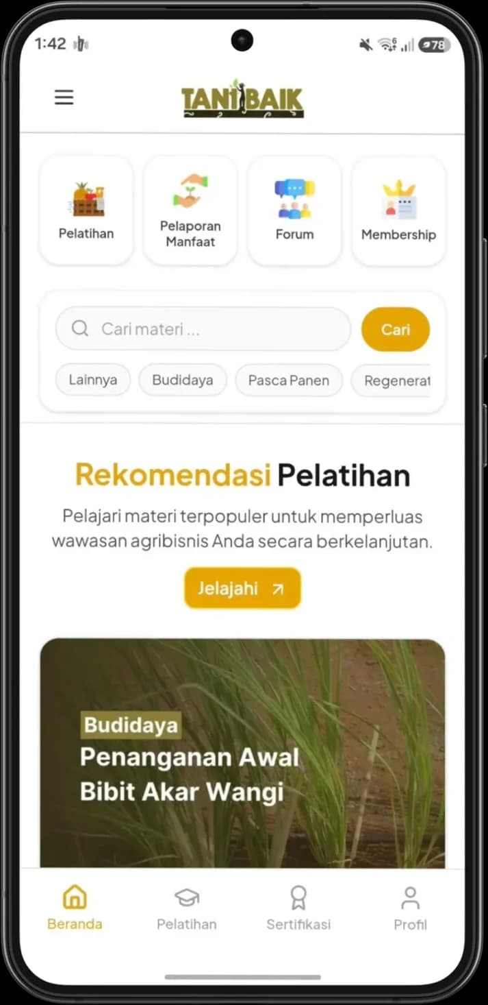 Tampilan aplikasi Tani Baik